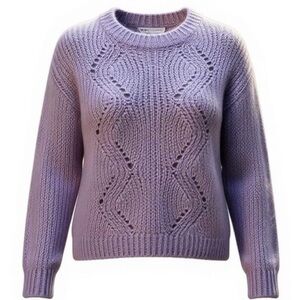 Lavender Love By Design Fuzzy Textured Mock Neck Pullover Sweater L